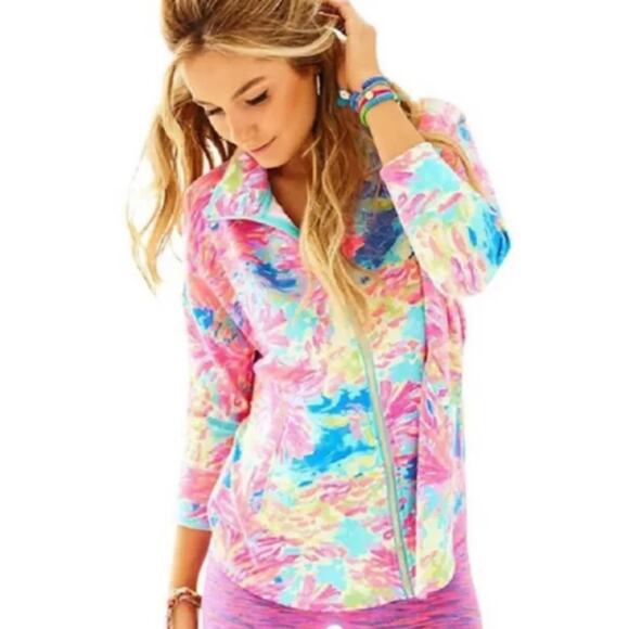 Lilly Pulitzer EUC Vibrant Colors Dee Dee Swing Jacket- Palm Beach Coral Size S - Picture 1 of 7